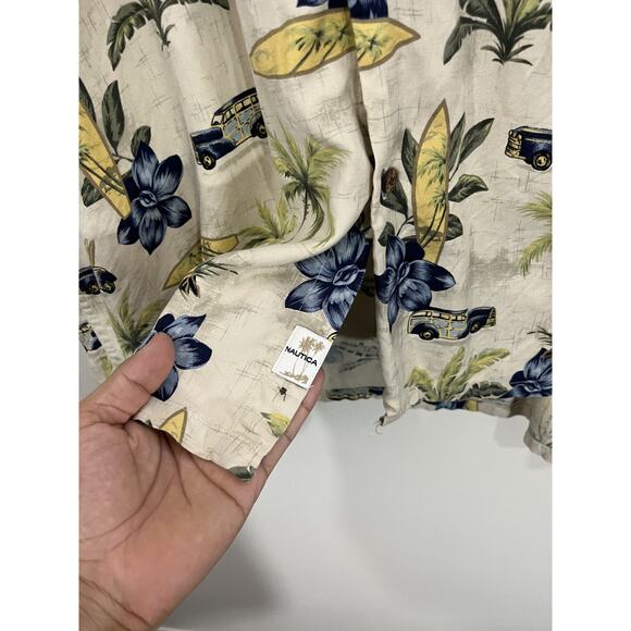 Silk Resort Camp Button Up Shirt XL Hawaiian Woody Surf Luxury Vacation Boho - Picture 6 of 12